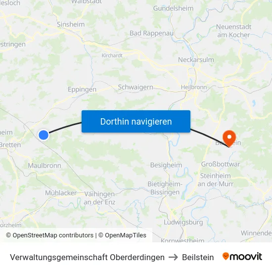 Verwaltungsgemeinschaft Oberderdingen to Beilstein map
