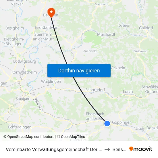 Vereinbarte Verwaltungsgemeinschaft Der Stadt Uhingen to Beilstein map