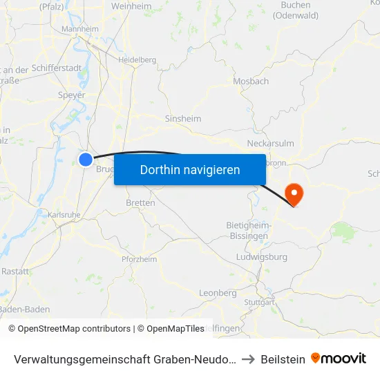Verwaltungsgemeinschaft Graben-Neudorf to Beilstein map