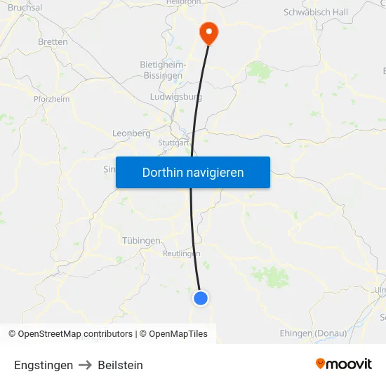 Engstingen to Beilstein map