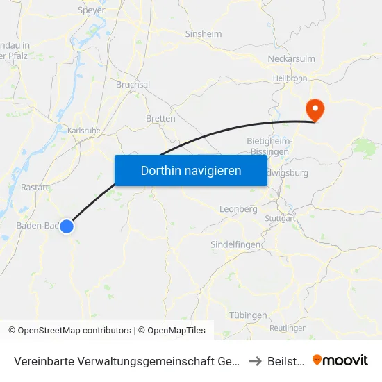 Vereinbarte Verwaltungsgemeinschaft Gernsbach to Beilstein map