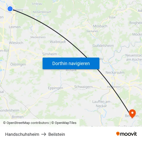 Handschuhsheim to Beilstein map
