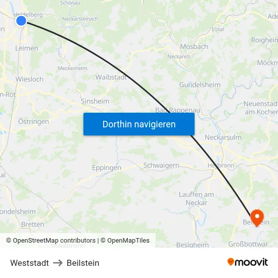 Weststadt to Beilstein map
