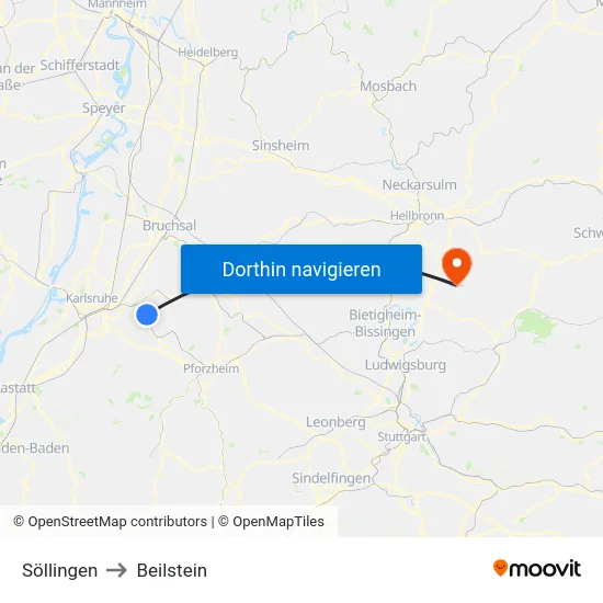 Söllingen to Beilstein map