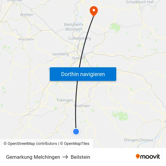 Gemarkung Melchingen to Beilstein map