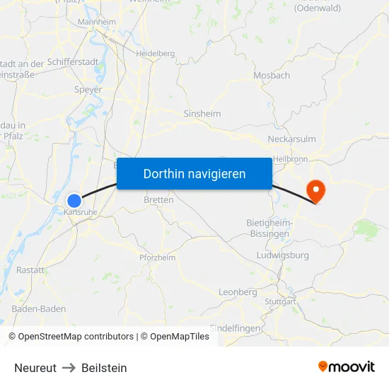 Neureut to Beilstein map