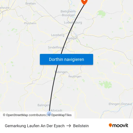 Gemarkung Laufen An Der Eyach to Beilstein map