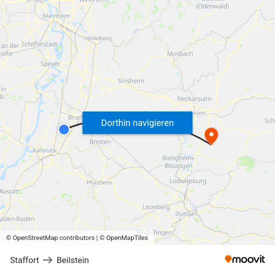 Staffort to Beilstein map