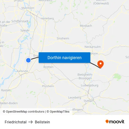 Friedrichstal to Beilstein map