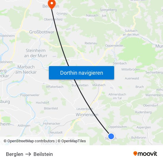 Berglen to Beilstein map