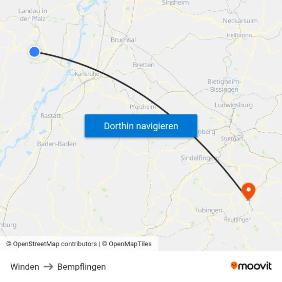 Winden to Bempflingen map