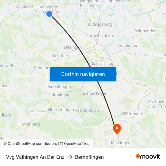 Vvg Vaihingen An Der Enz to Bempflingen map