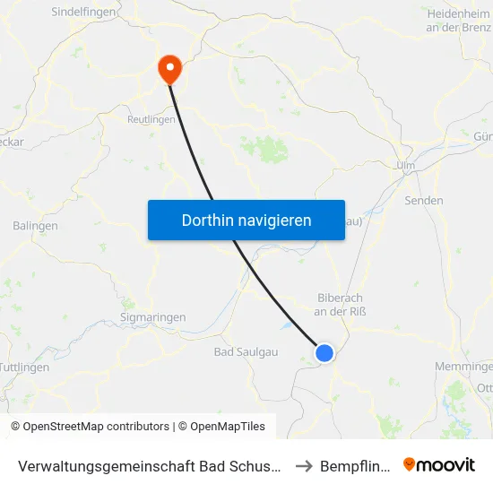Verwaltungsgemeinschaft Bad Schussenried to Bempflingen map
