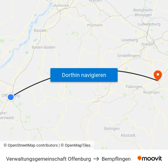 Verwaltungsgemeinschaft Offenburg to Bempflingen map