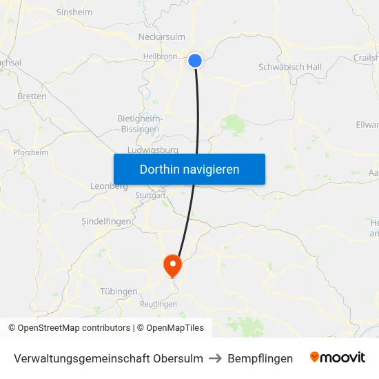 Verwaltungsgemeinschaft Obersulm to Bempflingen map