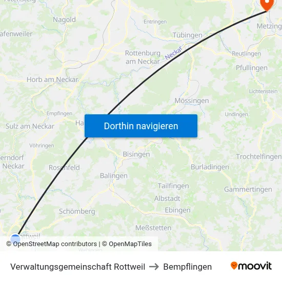 Verwaltungsgemeinschaft Rottweil to Bempflingen map