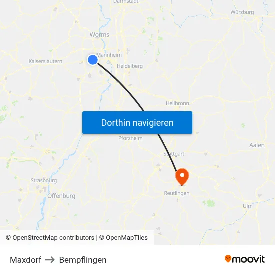Maxdorf to Bempflingen map