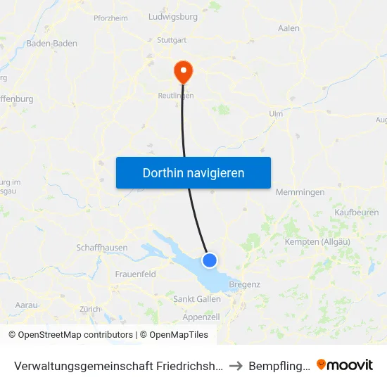 Verwaltungsgemeinschaft Friedrichshafen to Bempflingen map