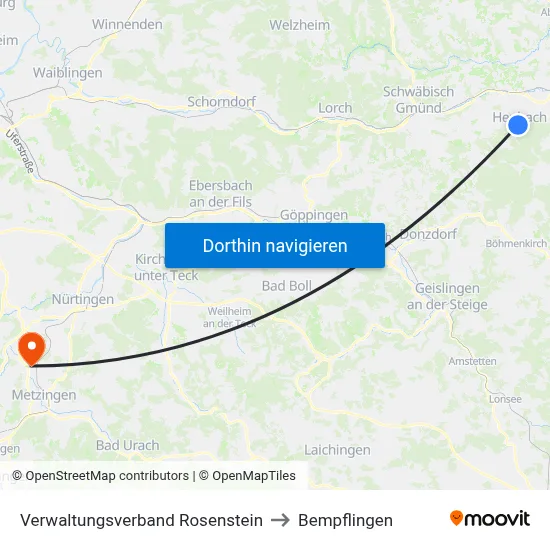 Verwaltungsverband Rosenstein to Bempflingen map