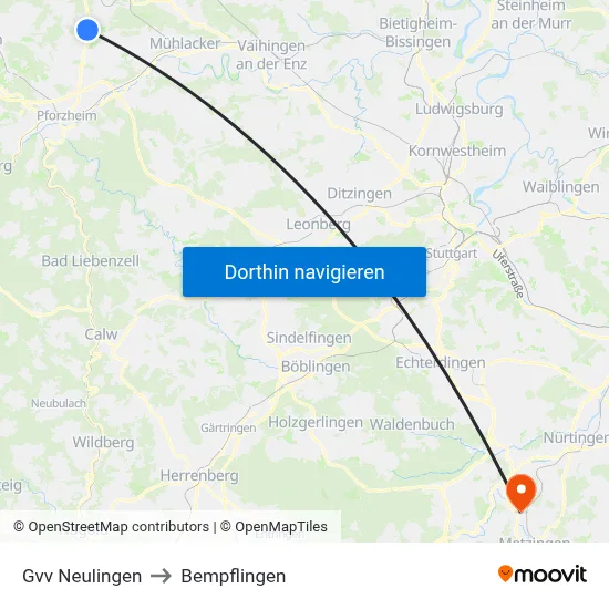 Gvv Neulingen to Bempflingen map