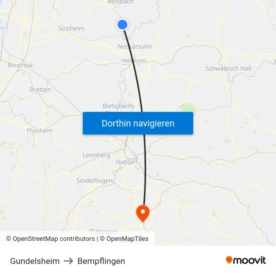 Gundelsheim to Bempflingen map