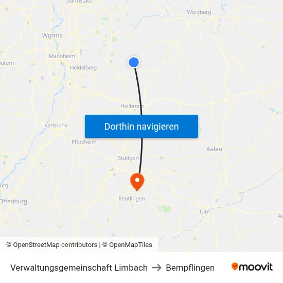 Verwaltungsgemeinschaft Limbach to Bempflingen map
