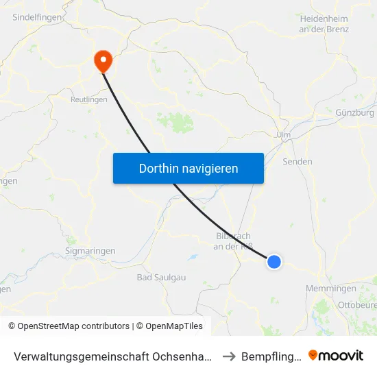 Verwaltungsgemeinschaft Ochsenhausen to Bempflingen map