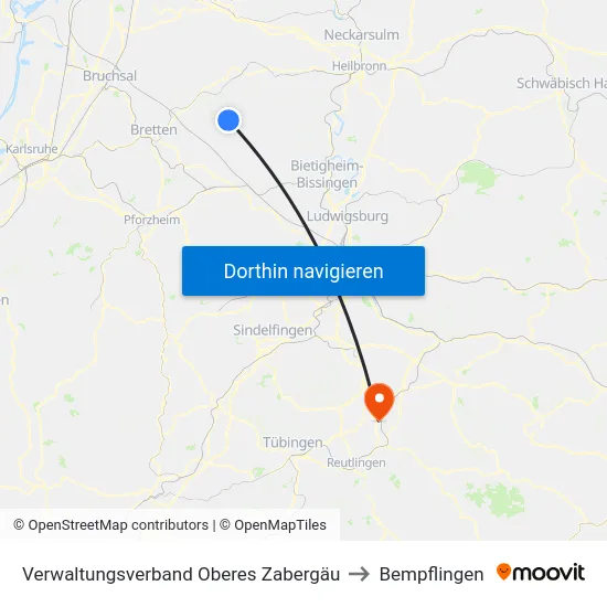 Verwaltungsverband Oberes Zabergäu to Bempflingen map