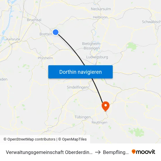 Verwaltungsgemeinschaft Oberderdingen to Bempflingen map