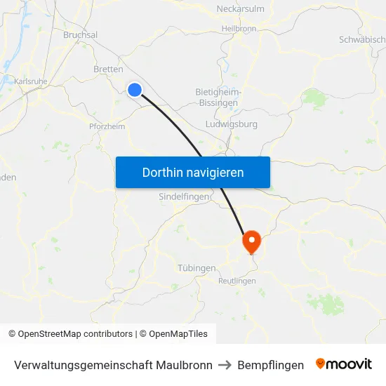 Verwaltungsgemeinschaft Maulbronn to Bempflingen map