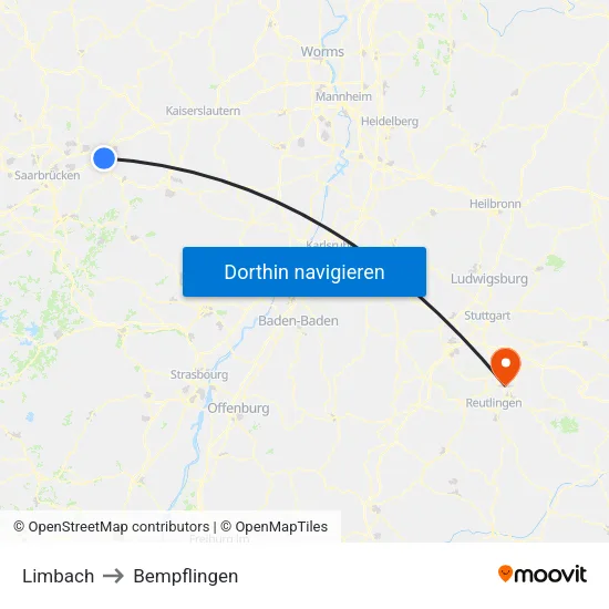 Limbach to Bempflingen map