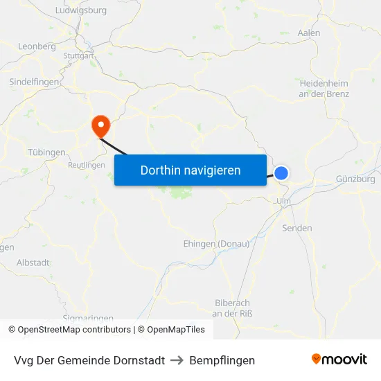 Vvg Der Gemeinde Dornstadt to Bempflingen map