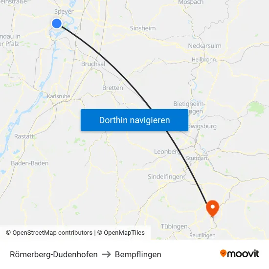 Römerberg-Dudenhofen to Bempflingen map