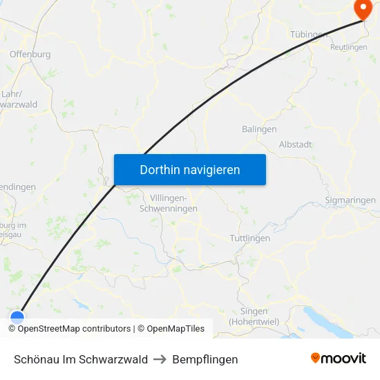 Schönau Im Schwarzwald to Bempflingen map