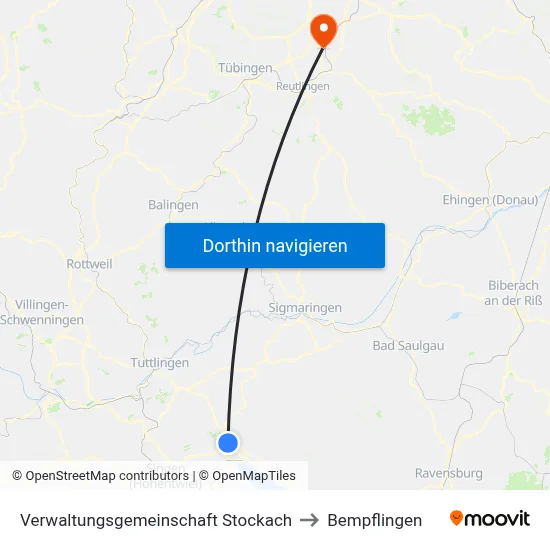 Verwaltungsgemeinschaft Stockach to Bempflingen map