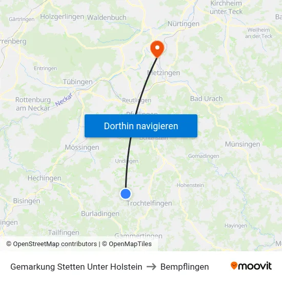 Gemarkung Stetten Unter Holstein to Bempflingen map