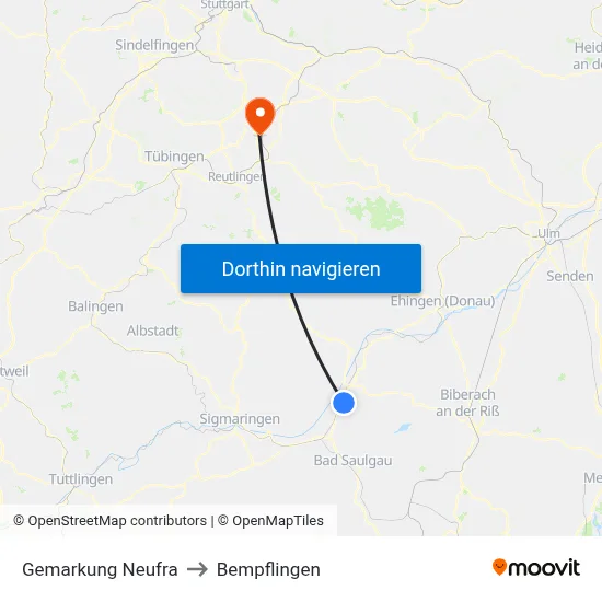 Gemarkung Neufra to Bempflingen map