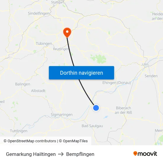 Gemarkung Hailtingen to Bempflingen map