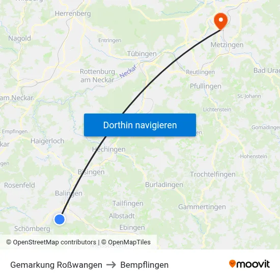 Gemarkung Roßwangen to Bempflingen map