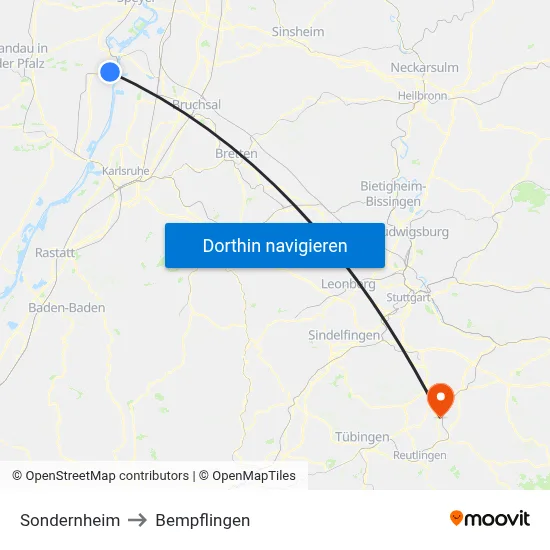 Sondernheim to Bempflingen map