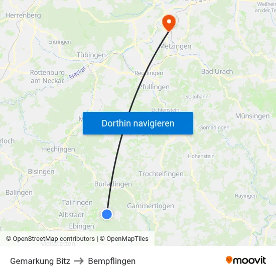 Gemarkung Bitz to Bempflingen map