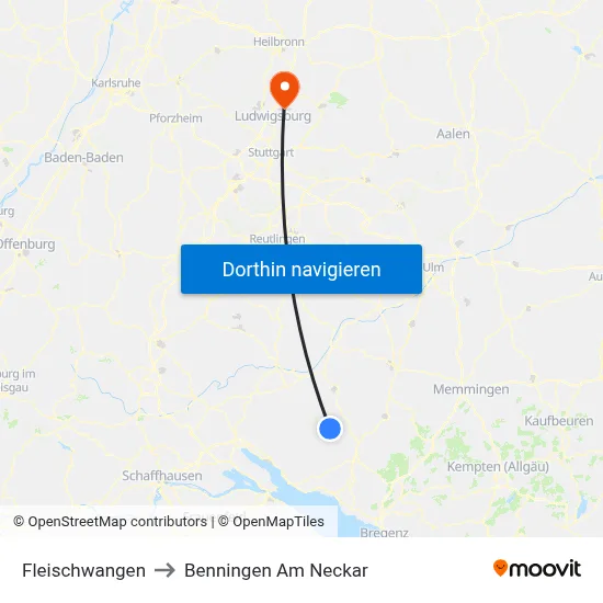 Fleischwangen to Benningen Am Neckar map