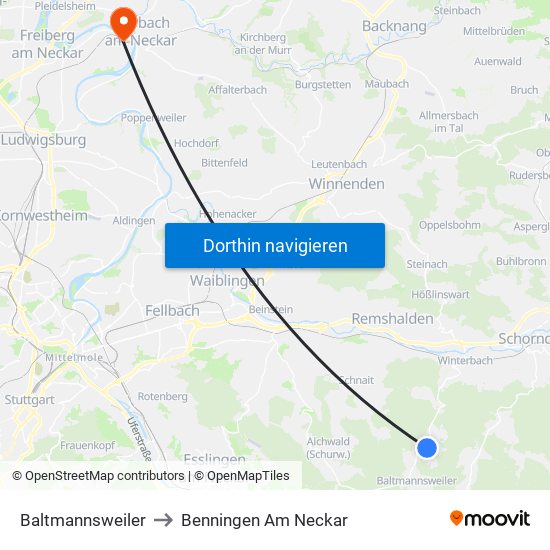 Baltmannsweiler to Benningen Am Neckar map