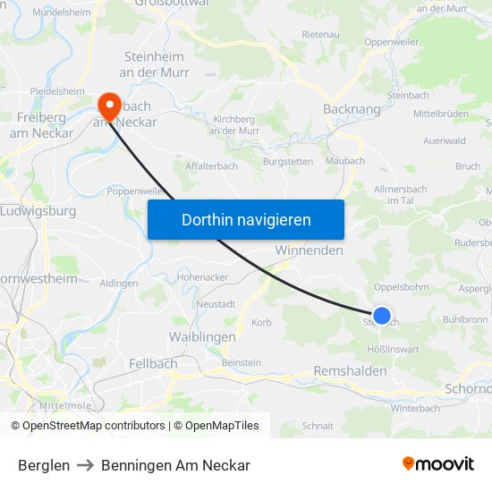Berglen to Benningen Am Neckar map