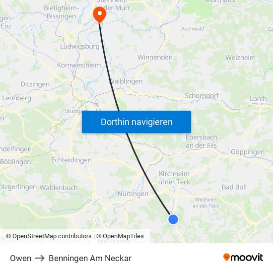 Owen to Benningen Am Neckar map