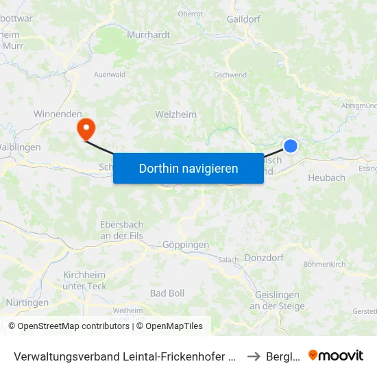 Verwaltungsverband Leintal-Frickenhofer Höhe to Berglen map