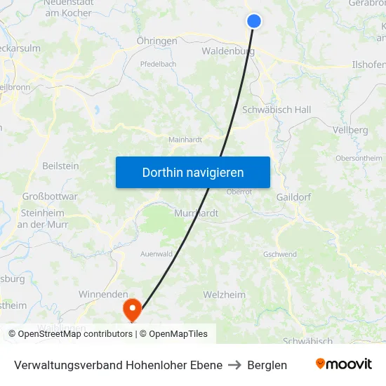 Verwaltungsverband Hohenloher Ebene to Berglen map