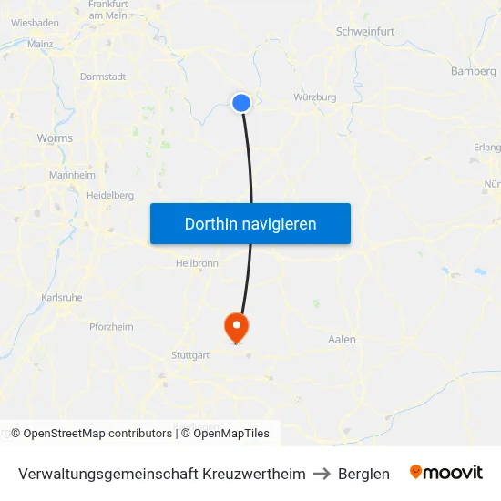 Verwaltungsgemeinschaft Kreuzwertheim to Berglen map