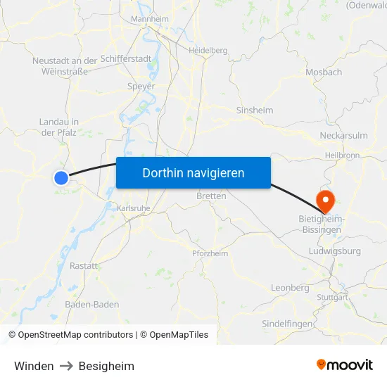 Winden to Besigheim map