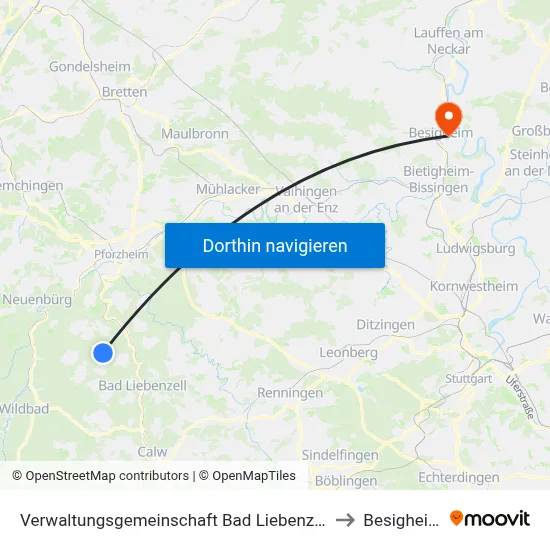 Verwaltungsgemeinschaft Bad Liebenzell to Besigheim map